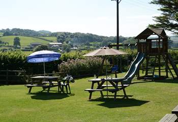 The garden at the Spyway Inn, Askerswell, has a great south-facing garden.