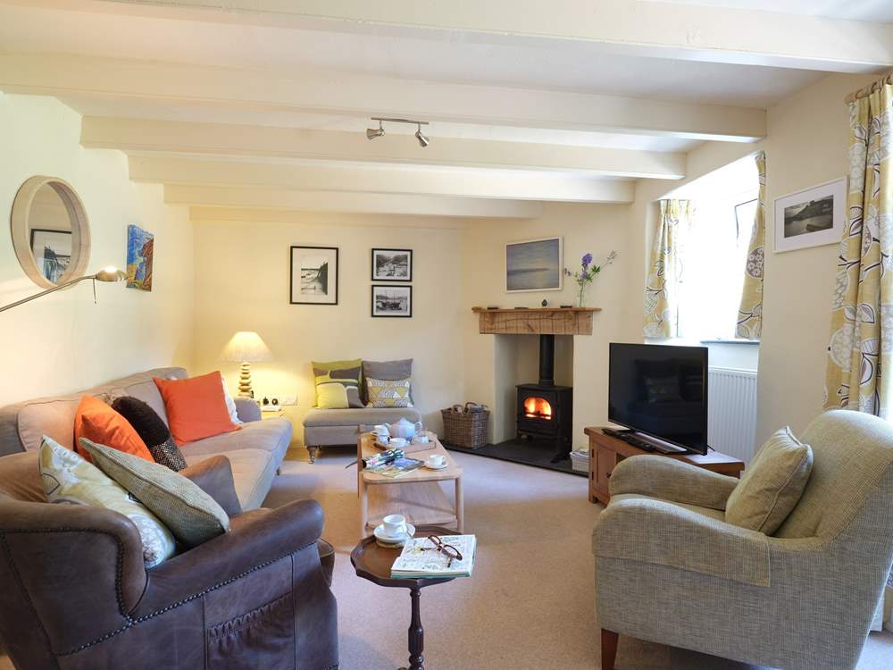 The cosy sitting-area has a warming wood-burner.