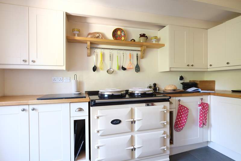 The lovely warming Aga...perfect for holiday cooking and cosy kitchen meals in cooler months.