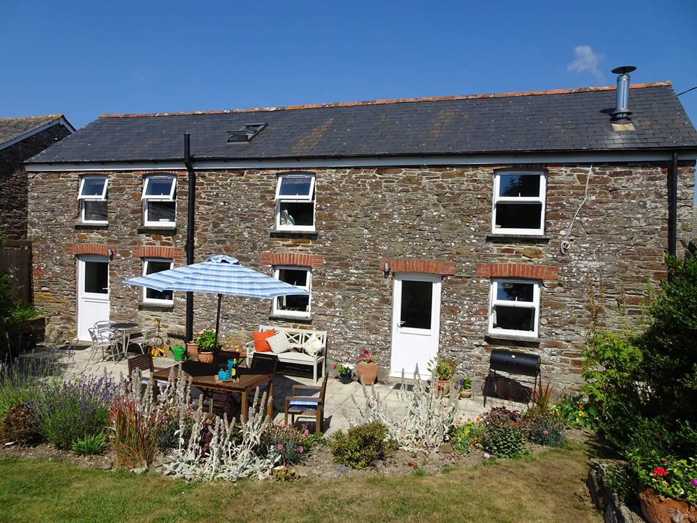 Reskivers Cottage viewed from the big, level garden.