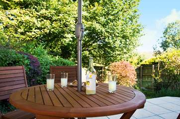 Al fresco dining is a must on the patio.