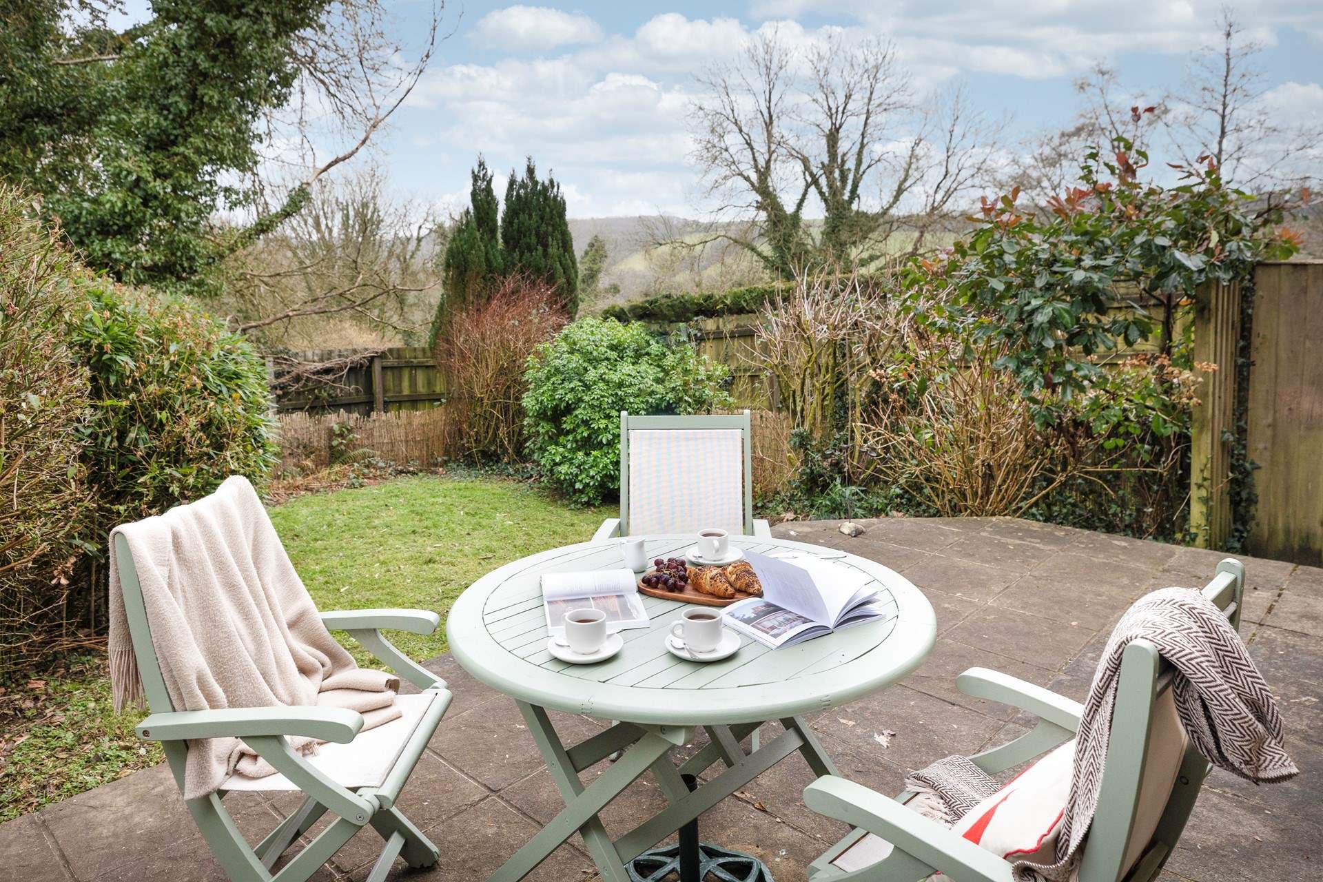 The pretty garden has delightful views.