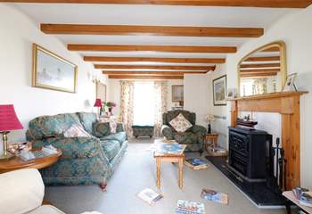 The sitting-room has a wood-burner effect electric stove.