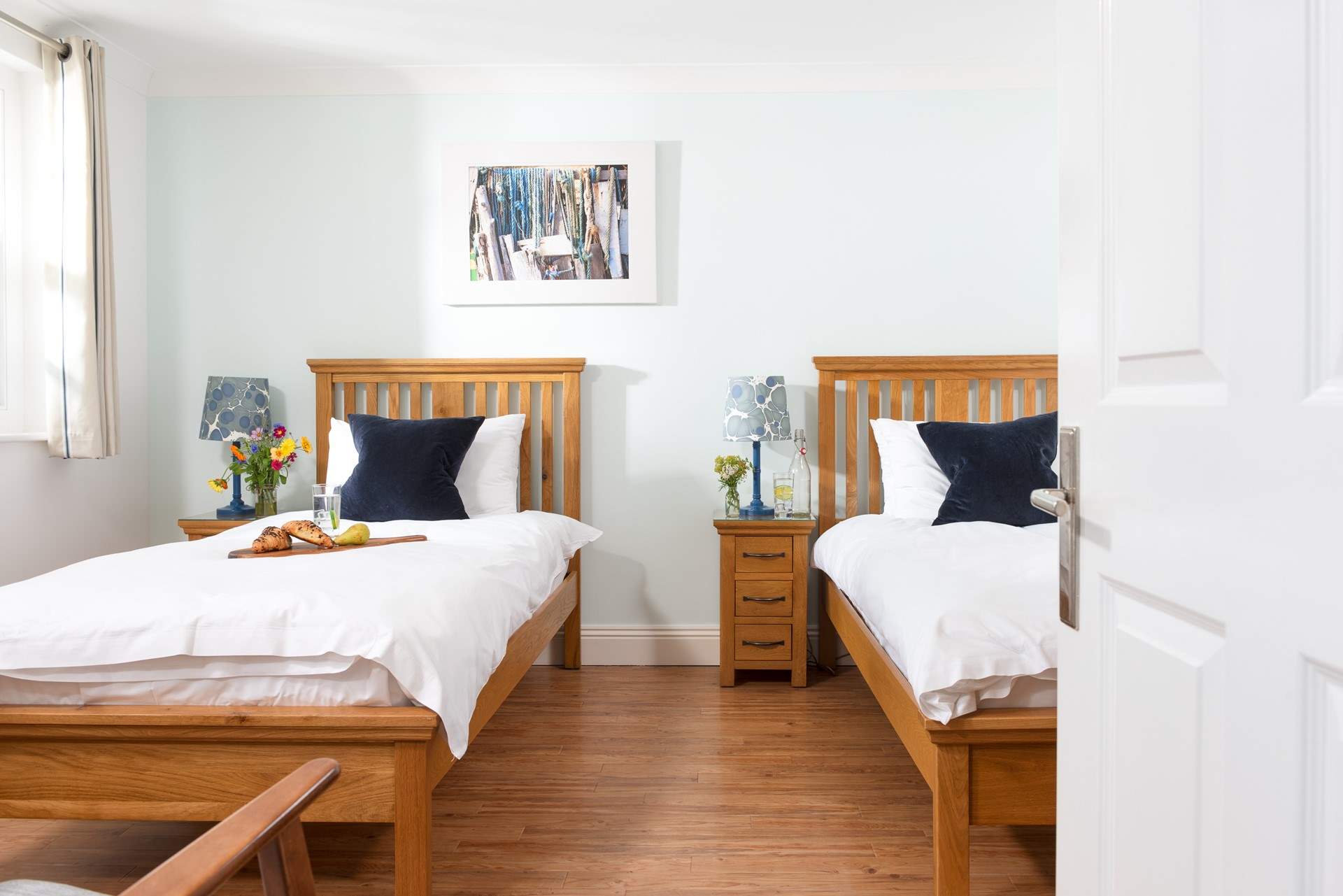 The twin bedroom is on the ground floor.