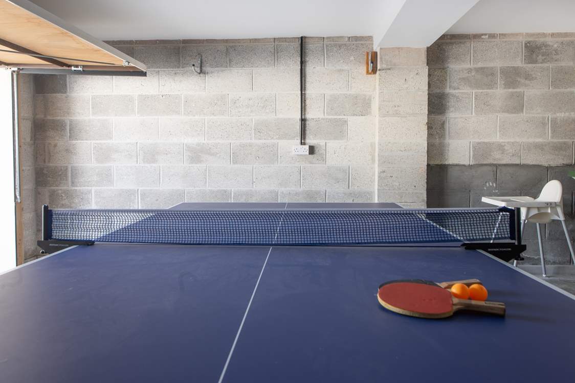 Oodles of fun to be had around the table tennis table in the garage.