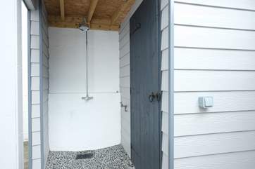 The outdoor shower.