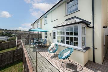 Enjoy the Cornish sunshine on the terrace.