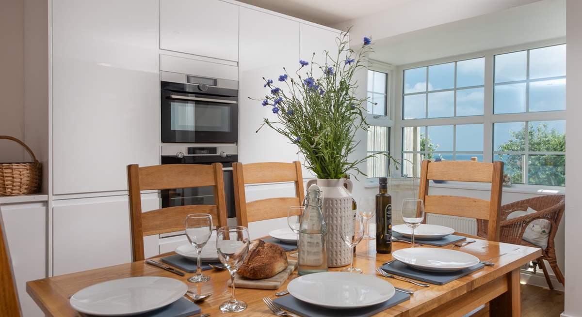 Enjoy sea views from the dining table. 