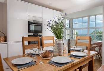 Enjoy sea views from the dining table. 