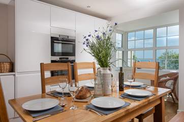 Enjoy sea views from the dining table.