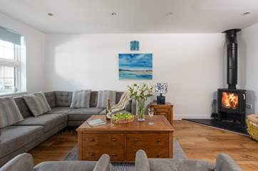 The sitting area has a warming wood-burner to keep you cosy throughout the year.
