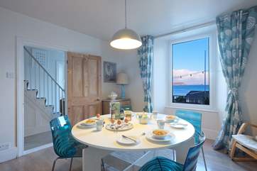 The dining room also enjoys the view.