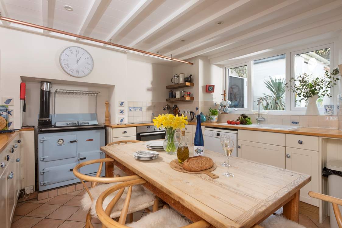 The stylish blue electric Rayburn is a lovely addition.