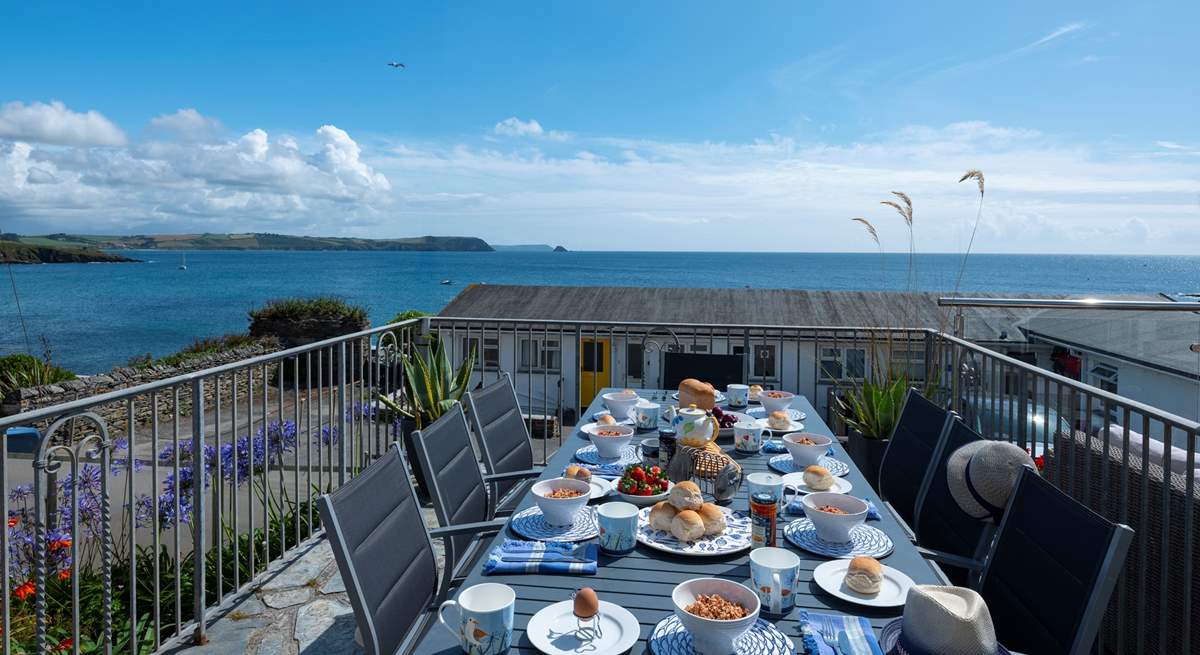 Enjoy breakfast on the terrace.