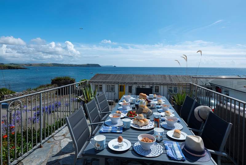 Enjoy breakfast on the terrace.