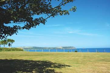 The lovely view over the field in front of the garden.