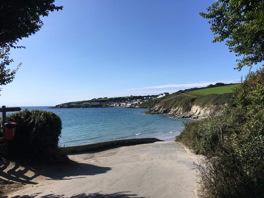 Porthcurnick beach is at the bottom of the lane.