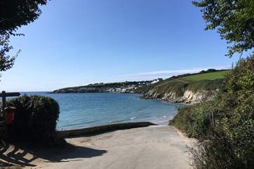 Porthcurnick beach is at the bottom of the lane.