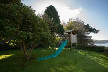There is a climbing frame to entertain younger members of the group.
