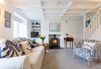 There is a lovely wood-burner in the sitting-room.