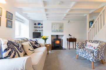 There is a lovely wood-burner in the sitting-room.