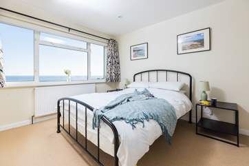 The double bedroom has stunning sea views.