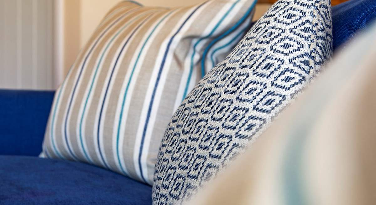 Cool blue cushions.