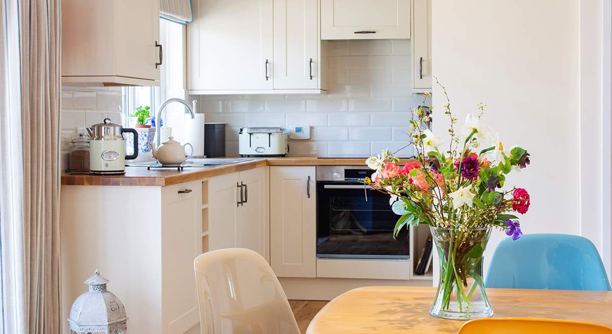 Looking from the dining area towards the kitchen.