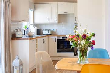 Looking from the dining area towards the kitchen.