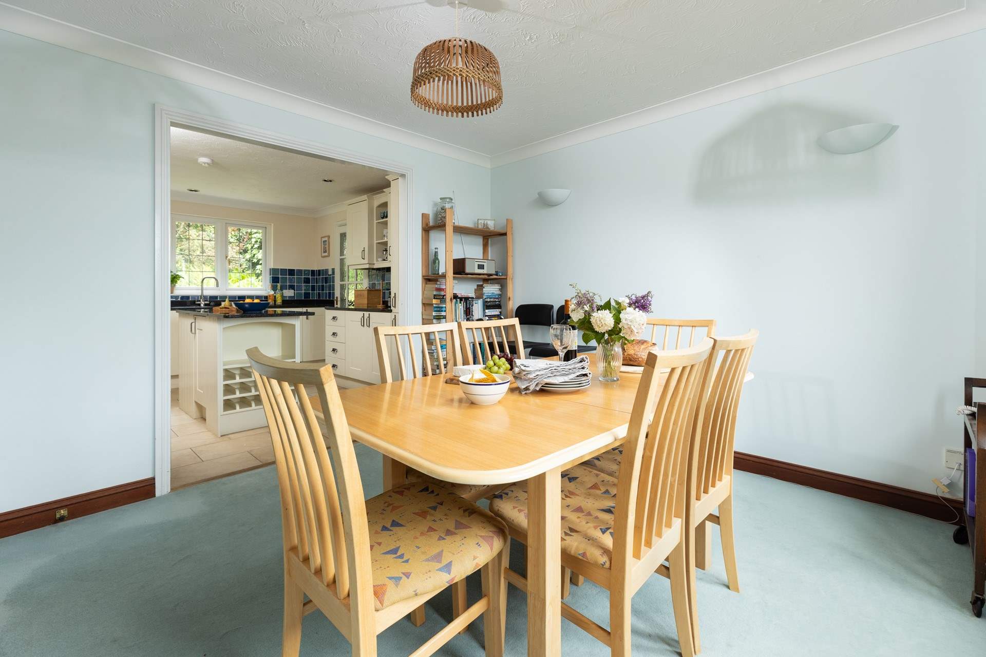 The dining-room looking through to the kitchen.