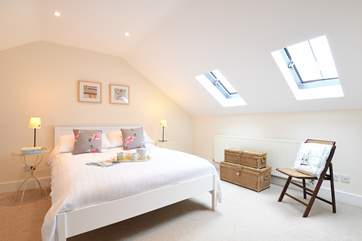 Bedroom 2 is on the first floor, a lovely light room thanks to the Velux windows.
