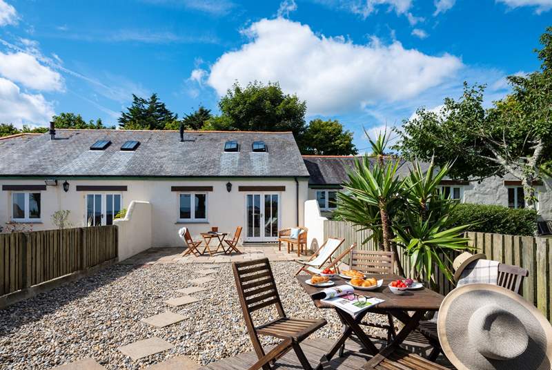 The outdoor area is enclosed and perfect for catching the Cornish sun.
