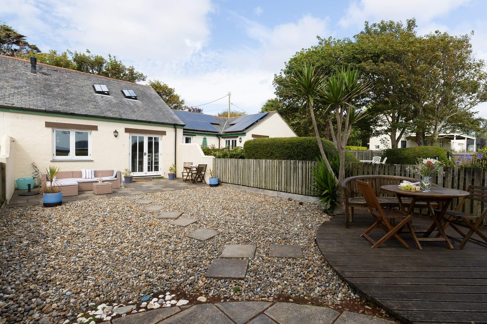 Enjoy peaceful surroundings and a gorgeous view from the back garden at Linhay Cottage.