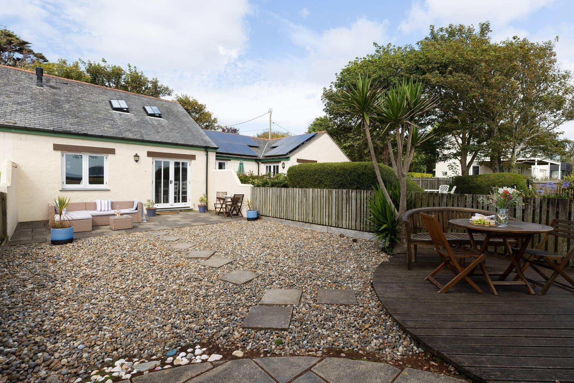 Enjoy peaceful surroundings and a gorgeous view from the back garden at Linhay Cottage.
