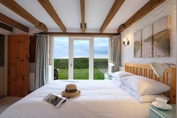 The master bedroom overlooks the garden.