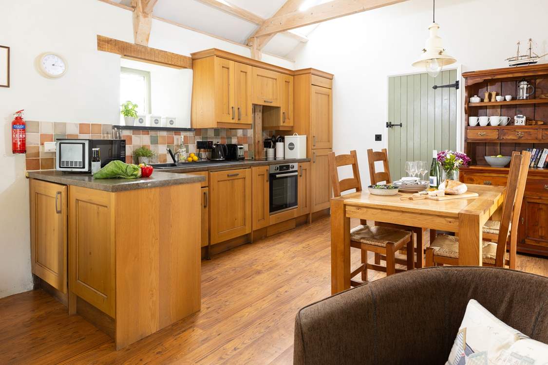 The sociable kitchen and dining-area.