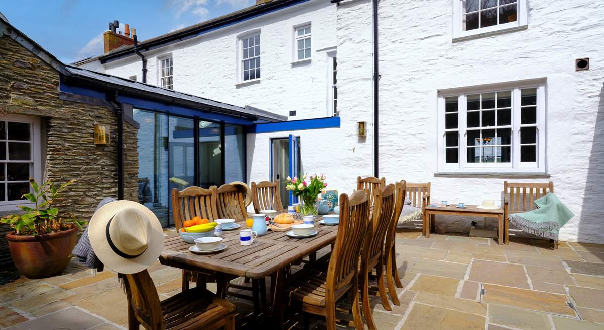 The enclosed rear courtyard, perfect for al fresco dining.