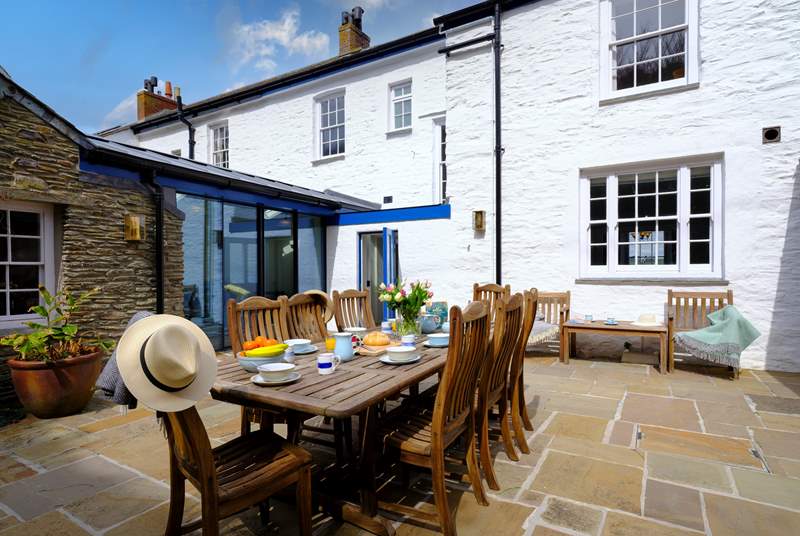 The enclosed rear courtyard, perfect for al fresco dining.