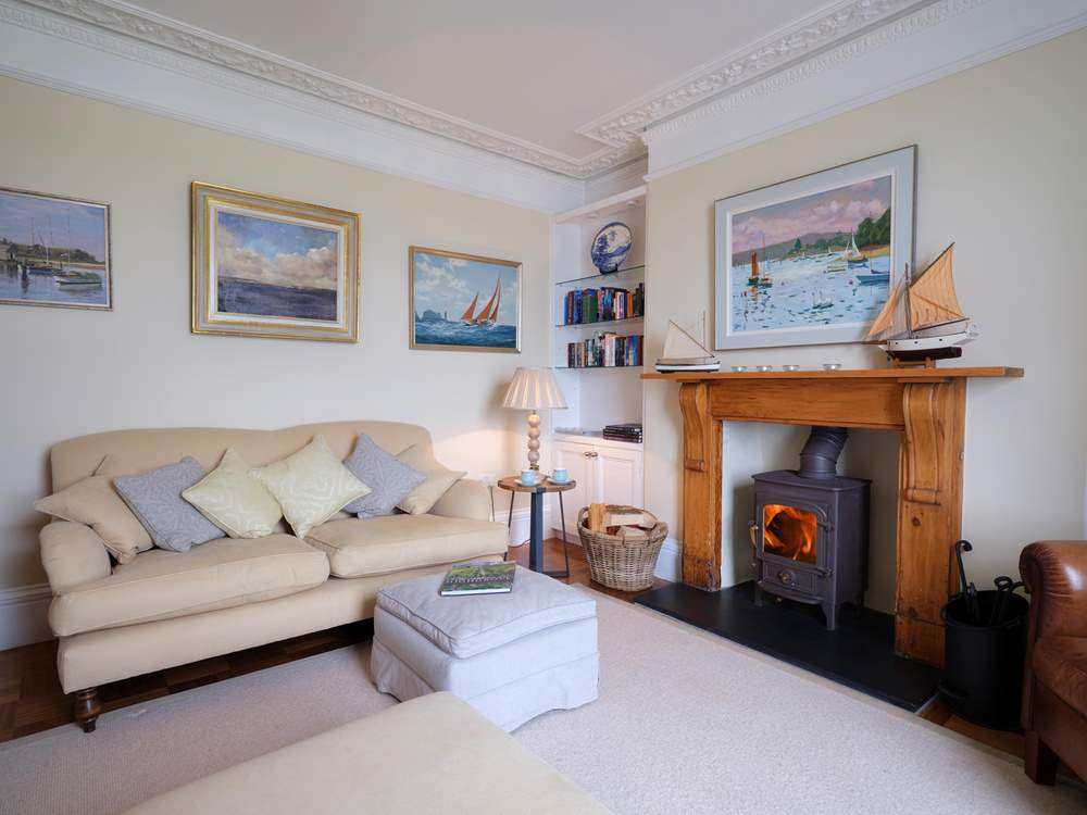 Snuggle up in the cooler months in front of the wood-burning stove.