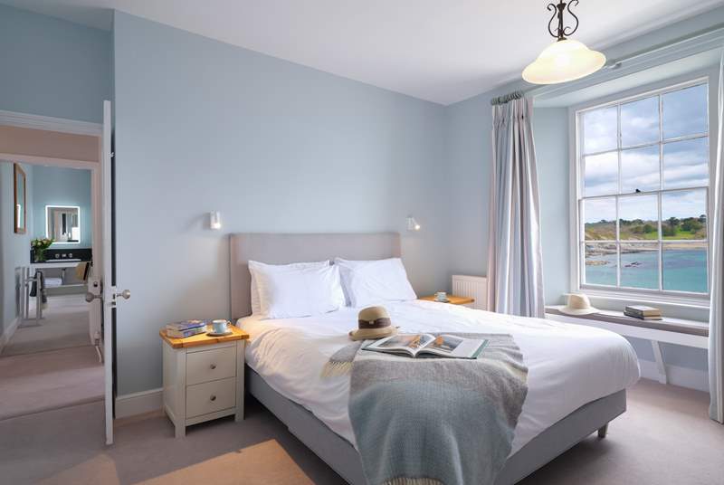 Bedroom 1 has fabulous views over the bay.