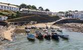 The harbour at Portscatho with the village behind. - Thumbnail Image