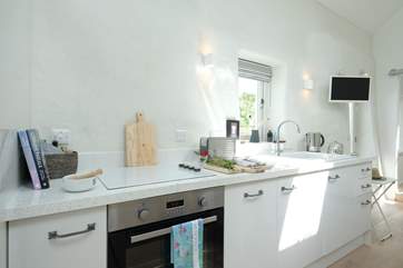 The kitchen area.