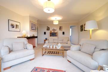 The spacious sitting-room which comes complete with a full hi-fi system.