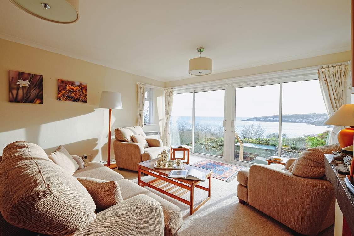 The living room has quite the view looking across to Portscatho.