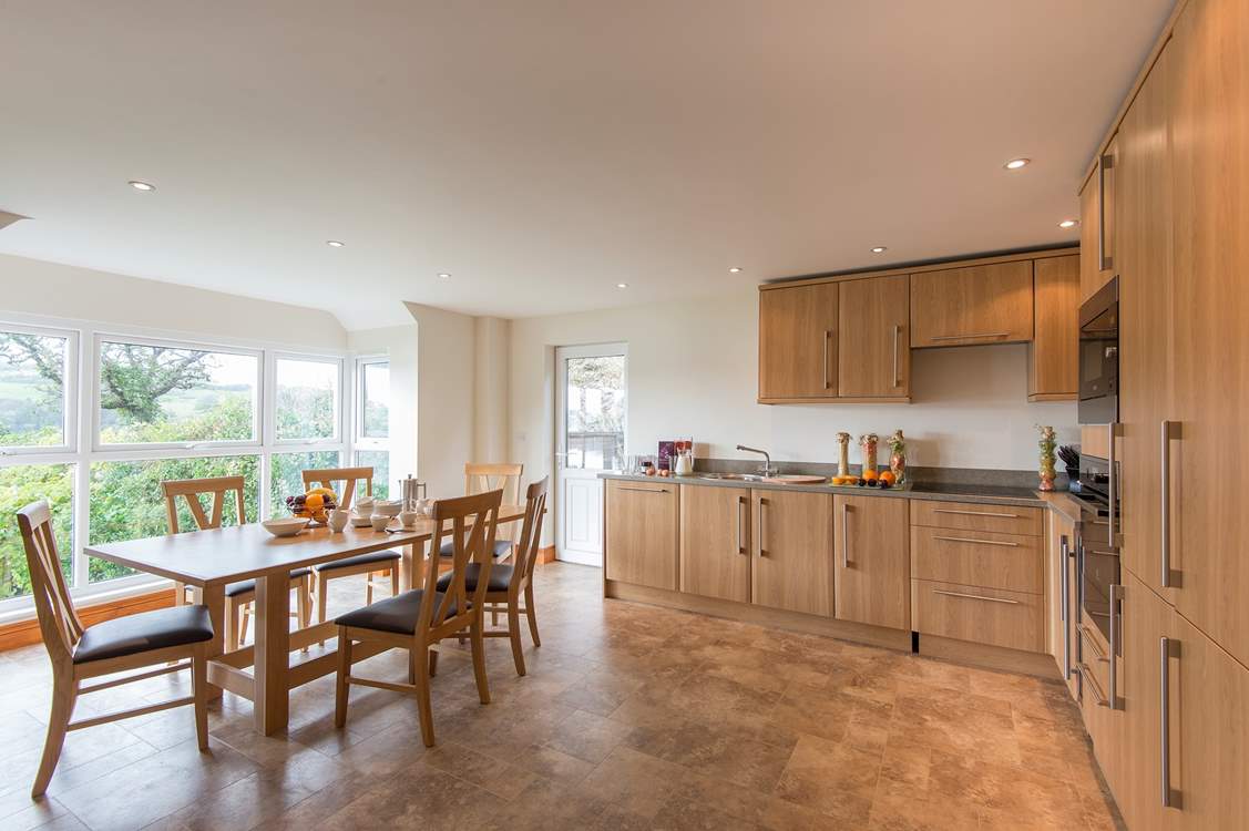 The super spacious kitchen/dining-room.