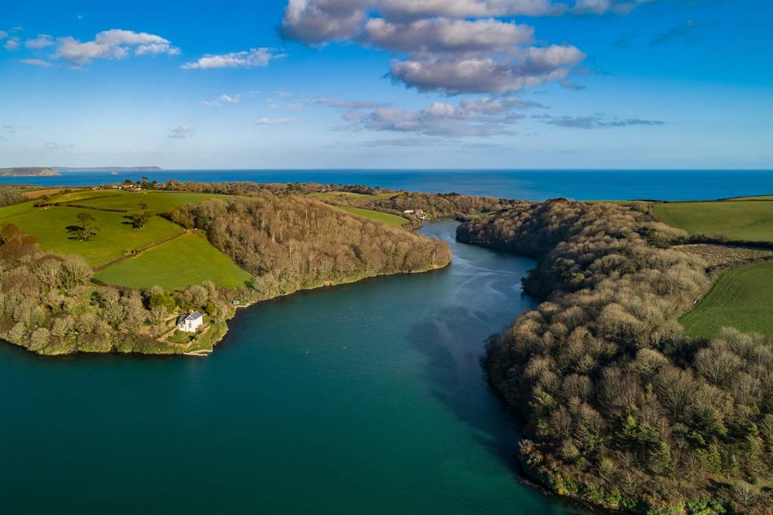 Between river and sea. An aerial view of Quay Cottage and it's fabulous location.