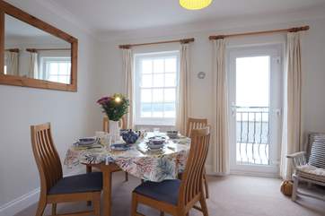 Open the door and enjoy the sea view from the Juliet balcony.