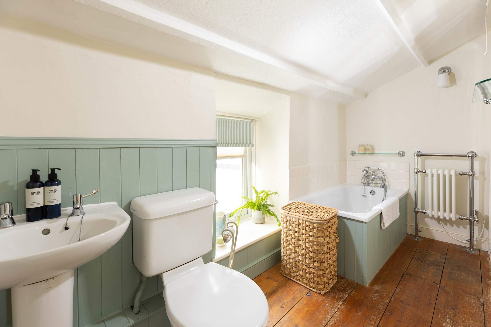 The bathroom with three-quarter size bath and walk-in shower.