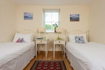 The twin bedded room is ideal for either children or adults.
