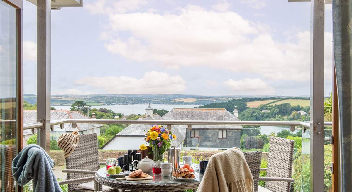 Enjoy fabulous views of the Carrick Roads from the balcony.